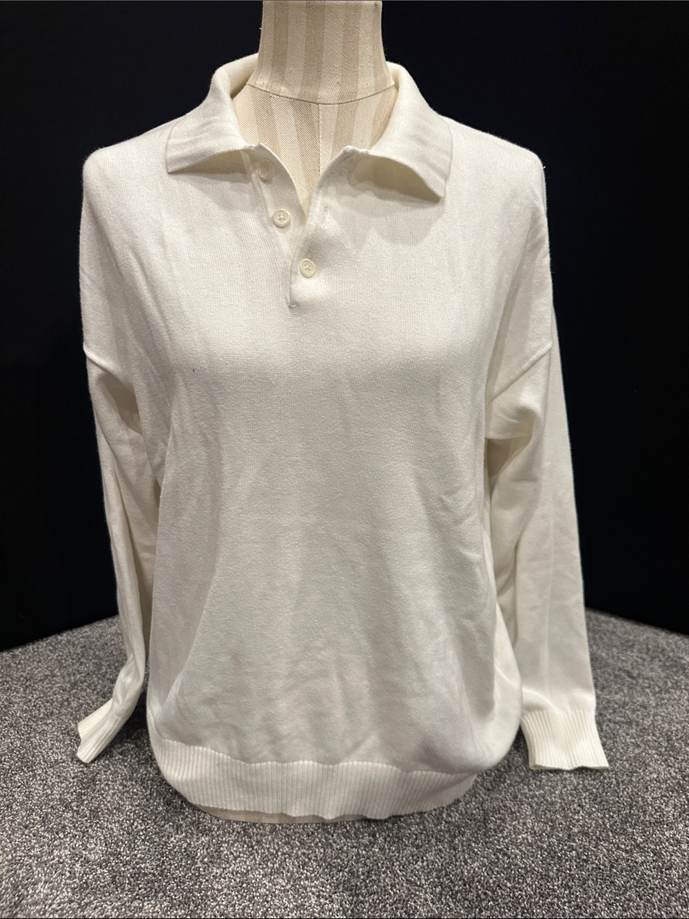 Brandy Melville cream Knit Polo Sweater